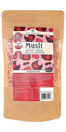 Pięć Przemian - Musli owsiane z wiśnią i mleczną czekoladą 500 g