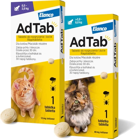Elanco ADTAB Cat Tabletka na pchły kleszcze dla kota 2-8kg