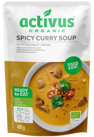 Activus Zupa pikantne curry z kremem kokosowym i grzybami shiitake bezglutenowy BIO 400 g
