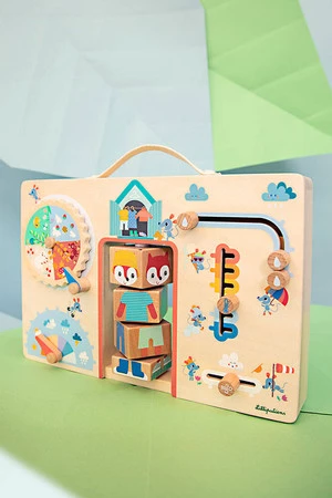 Lilliputiens Drewniana tablica manipulacyjna walizka