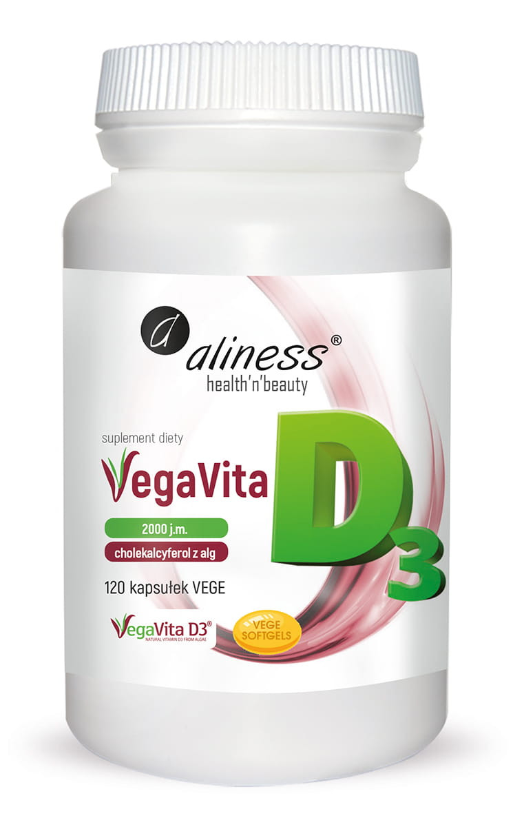 Aliness Naturalna witamina D3 z alg VEGAN 2000 j.m. x 120 kaps. Vege - Nabea.pl