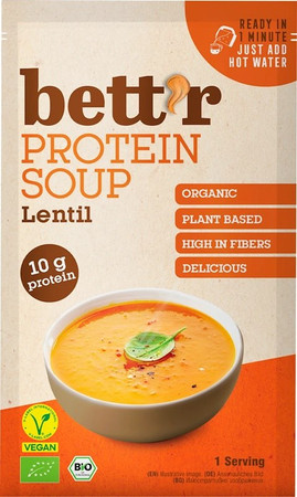 BETT’R Zupa błyskawiczna z soczewicą, wysokobiałkowa, wegańska, bezglutenowa BIO 30 g