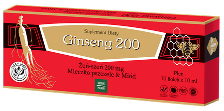  Ginseng Poland − Ginseng 200, żeńszeń, mleczko pszczele i miód − 10 x 10 ml