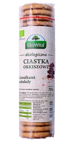 Ciastka orkiszowe pełnoziarniste  z kawałkami czekolady 250 g
