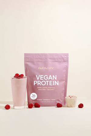 Natu.Care Białko wegańskie Vegan Protein Biała Czekolada Maliny 525 gr.