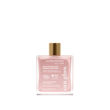 Alphanova Daily Sun, Bio Suchy Olejek z Drobinkami Pink Glow, Podkreślający Opaleniznę, 50 ml