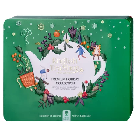 English Tea Shop GREEN TIN - Zestaw ekologicznych herbat i herbatek 6 smaków - 36 saszetek.