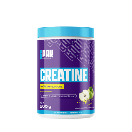 6PAK Creatine Monohydrate Kreatyna Monohydrant Czysty 500g smak jabłko
