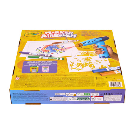 Crayola Aerograf dla dzieci airbrush, 5 szablonów i 8 zmywalnych flamastrów 6+