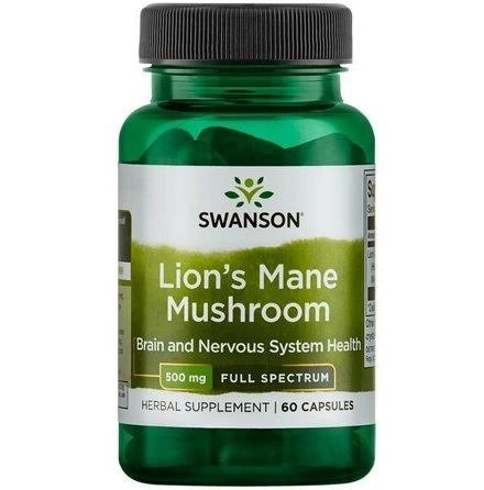 Swanson - Lions Mane Mushroom. Soplówka jeżowata - 500 mg - 60 kaps