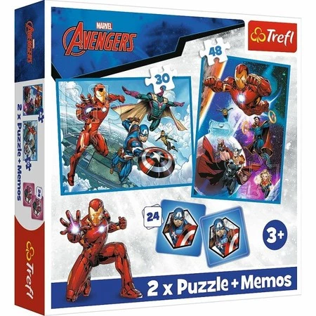 Puzzle 2w1 + memos Avengers Bohaterowie w akcji 93333 Trefl