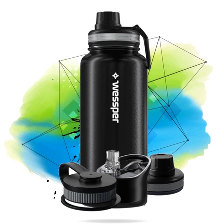 Wessper Butelka termiczna termos stalowa THERMOSTEEL czarna 1000ml