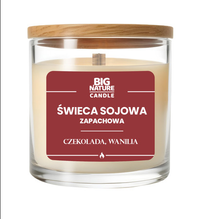 Big Nature Świeca sojowa o zap. Czekolada i Wanilia 225g