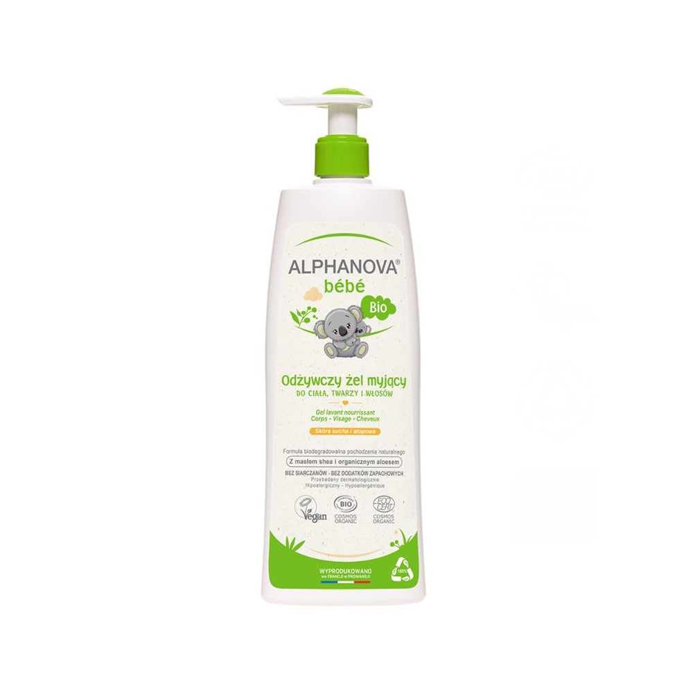 Alphanova Bebe Bio, Odżywczy żel myjący dla dzieci 3 w 1, do skóry suchej i atopowej, 500 ml - Nabea.pl