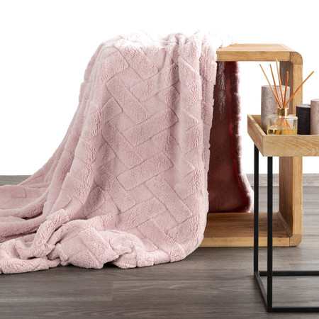 KOC D91 CARO 200 X 220 CM PUDROWY RÓŻ