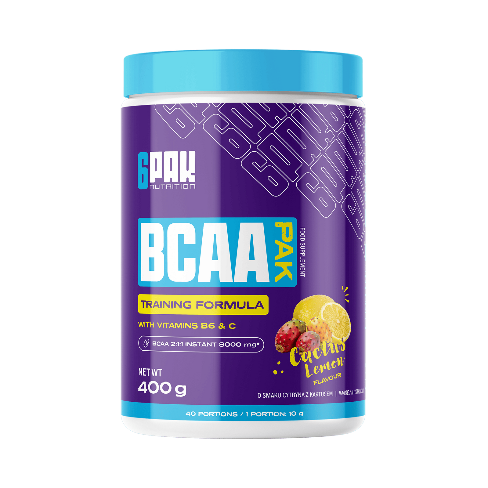 6PAK BCAA PAK Aminokwasy 400 g smak kaktus - lemon - Nabea.pl