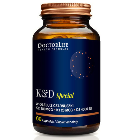 Doctor Life Witamina K2 130 mcg + D3 2000 IU w olej kokosowy na wsparcie serca 60 kaps.