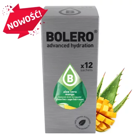 Zestaw Bolero Aloe Vera Mango (Alose z Mango) ze stewią 12 szt. x 9 g napój w proszku bez cukru