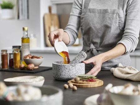 JJ-Moździerz z drewnianą pokrywą Dash, granit