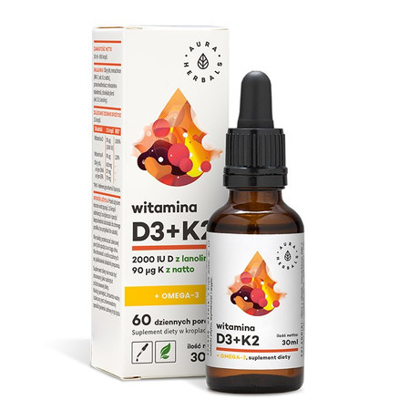 Aura Herbals - Witamina D3 + K2 + Omega-3 w kroplach 30 ml