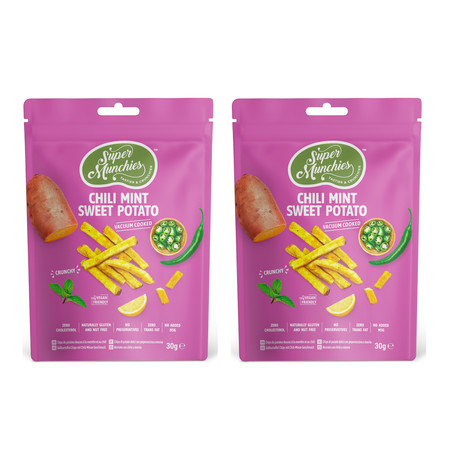 Zestaw: 2x Super Munchies Chipsy Z Batatów Chili Mięta 30g