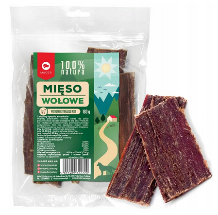 Maced 100% Natura Mięso Wołowe - przysmak dla psa - 150g