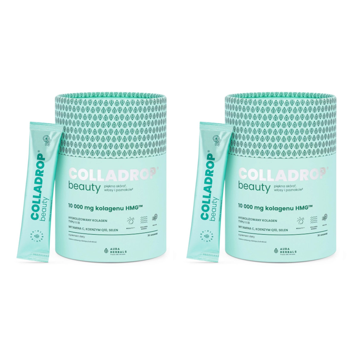 Zestaw 2x Colladrop Beauty, kolagen HMG 10000 mg Mojito - 30 saszetek - Nabea.pl