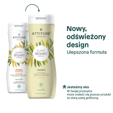 Attitude, Szampon oczyszczający z cytryną i Białą herbatą, 473 ml