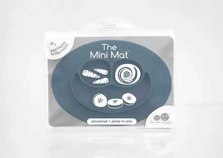 EZPZ Silikonowy talerzyk z podkładką mały 2w1 Mini Mat ciemny niebieski