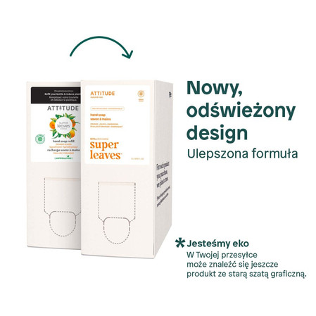 Attitude SUPER LEAVES™, Zapas mydła do rąk w płynie, Liście pomarańczy, 2 L