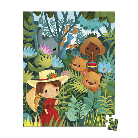 Janod Puzzle w walizce Obraz inspirowany twórczością Rousseau 100 elementów 6+ Made in France