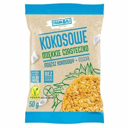 Frank&Oli − Kokosowe miękkie ciasteczko Miąższ kokosowy + Migdał − 50 g