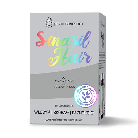 Pharmaverum SinasilHair na wsparcie zdrowych włosów, skóry i paznkoci 60 kaps.
