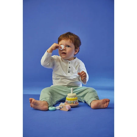 Janod Układanka piramida wieża wańka-wstańka drewniana Owieczka Zigolos 12m+