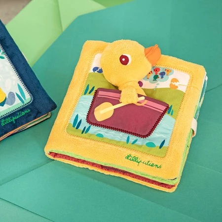 Lilliputiens Książeczka aktywizująca z mini-przytulanką Na farmie Kaczorek Gaspard 18 m+