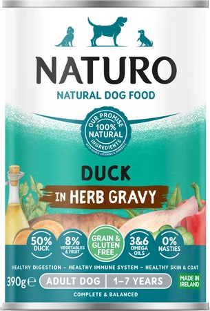 NATURO Adult Dog GF Kaczka w sosie ziołowym 390g