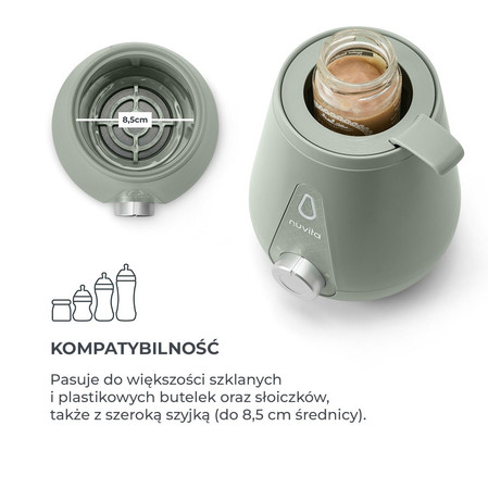 Nuvita, Podgrzewacz do butelek Dom&Auto, adapter samochodowy w zestawie, Szałwiowa Zieleń