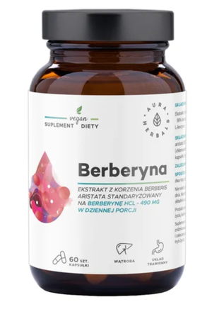 Aura Herbals Berberyna 490 mg na wsparcie prawidłowego poziou glukozy we krwi 60 kaps.