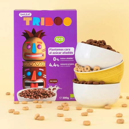 Triboo, BIO Płatki śniadaniowe kółka zbożowe kakao bez cukru, 300g