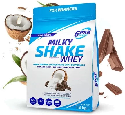 6PAK MILKY SHAKE WHEY odżywka białko WPC 700g smak czekolada kokos