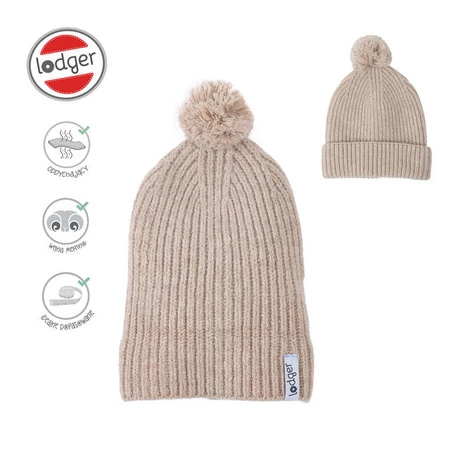 Lodger Czapeczka z wełny merino 100% beżowa Beige 3-6 m