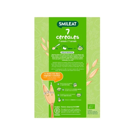 Smileat, BIO Kaszka dla niemowląt 7 zbóż 6m+, 200g
