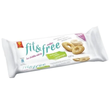 FIT&FREE Herbatniki cytrynowe bez cukru 120g CUKRY NYSKIE