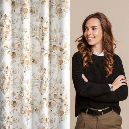 Zasłona ZAS/OLENI/BEŻ+ZŁ 140X250 PRZELOTKI