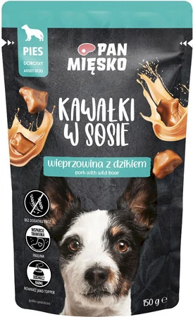 Pan Mięsko Kawałki w sosie Wieprzowina z dzikiem - mokra karma dla psa - 150g