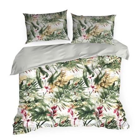 Komplet Pościeli Satynowej Spring 43 160 x 200 cm, Zielony