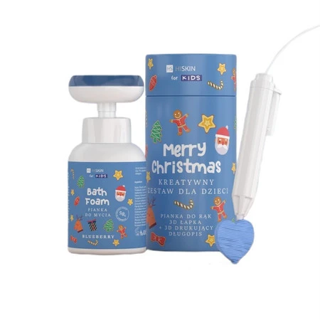 Kids Merry Christmas kreatywny zestaw dla dzieci niebieska pianka do mycia Jagodowa 300ml + długopis 3D 1szt