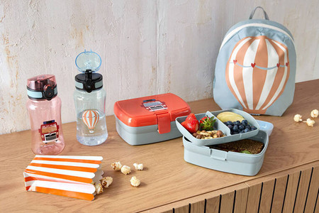 Lassig Zestaw śniadaniowy na lunch Lunchbox + Tritanowa butelka - bidon 460 ml Tiny Drivers Wóz strażacki