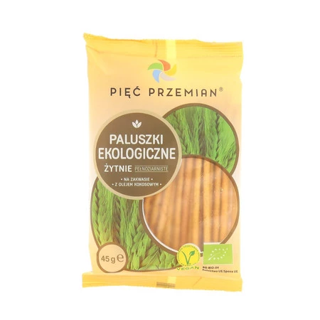 Pięć Przemian − Paluszki żytnie pełnoziarniste Bio − 45 g