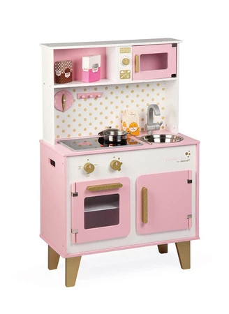 Janod Duża kuchnia drewniana z dźwiękiem i 6 akcesoriami Candy Chic